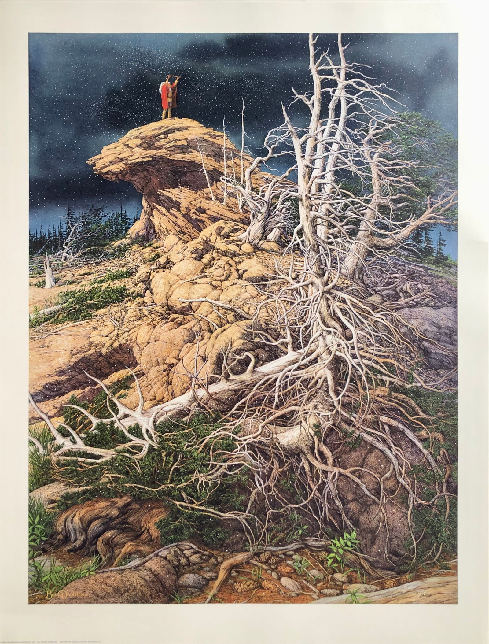 Bev Doolittle "Prayer For The Wild Things" Signed Lithograph LE: "Bev Doolittle was born and raised in California. In 1968, she graduated from the Art Center College of Design in Los Angeles. She met her husband, Jay, at school and they started married life with a