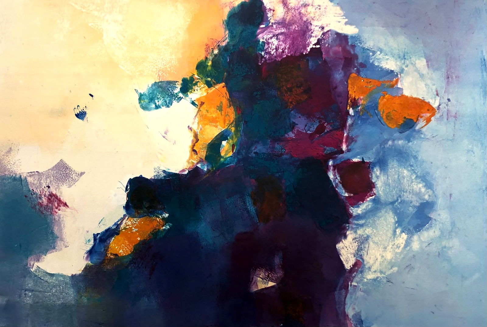 Michael Schofield Signed Hand Pulled Original Monoprint: Image size: Height 24 inch x Width 36 inch. "Michael Schofield has been a professional artist for more than 25 years. He was born in Orlando, Florida in 1947, but grew up in the Oakland area. He start