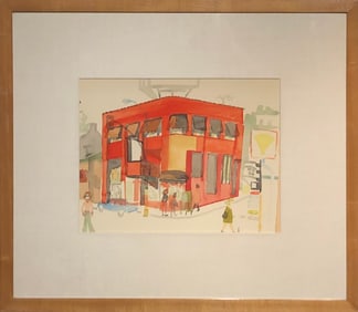 Hal Reike (Untitled - City Corner) - Signed Original Watercolor