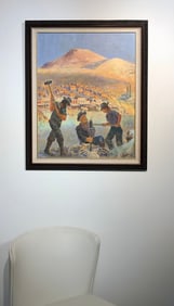 Eugene Clay "Hard Rock Drilling - The Hard Way - At Bodie California, 1879" Signed Original Oil