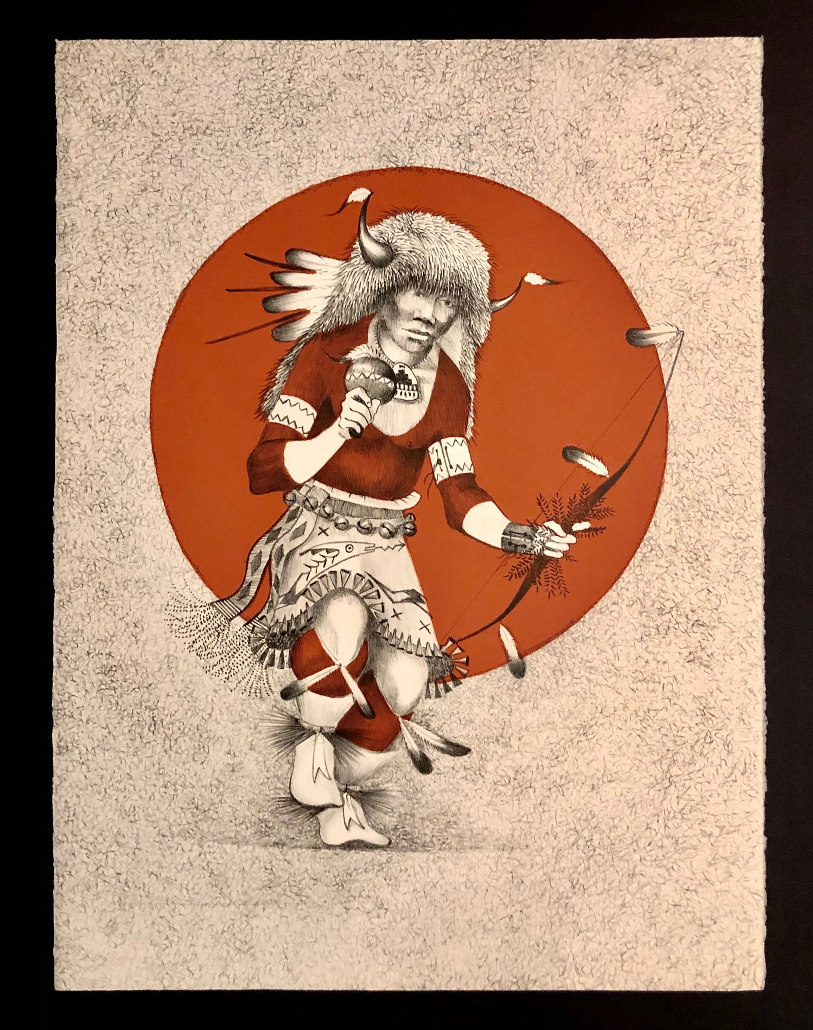 Patrick Swazo Hinds "Buffalo Dancer" Signed Original Stone Litho LE (1 of 5)