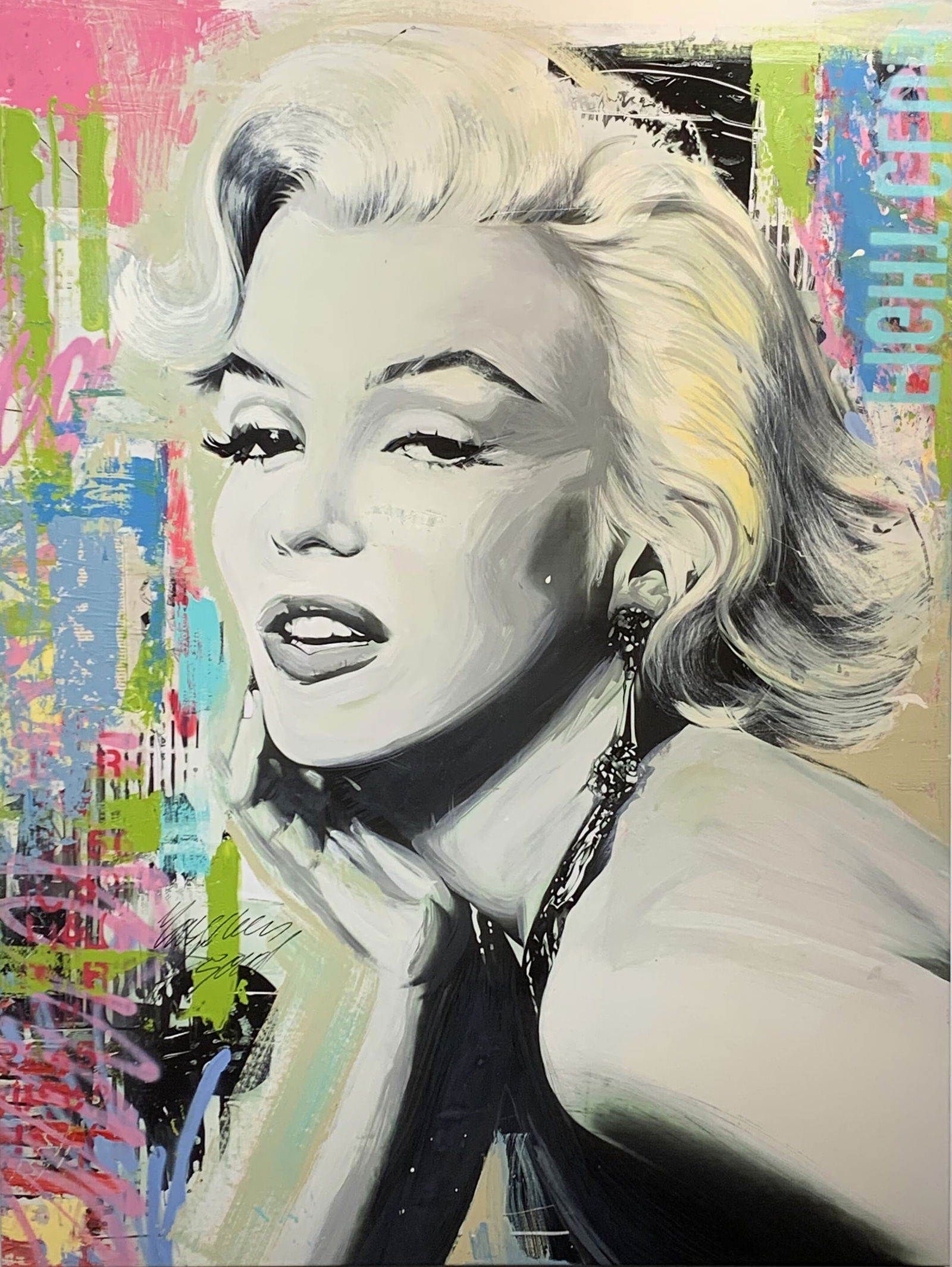 Yasemen Asad "Graffiti Flamour (Marilyn Monroe)" Signed Mixed Media (1 of 1)