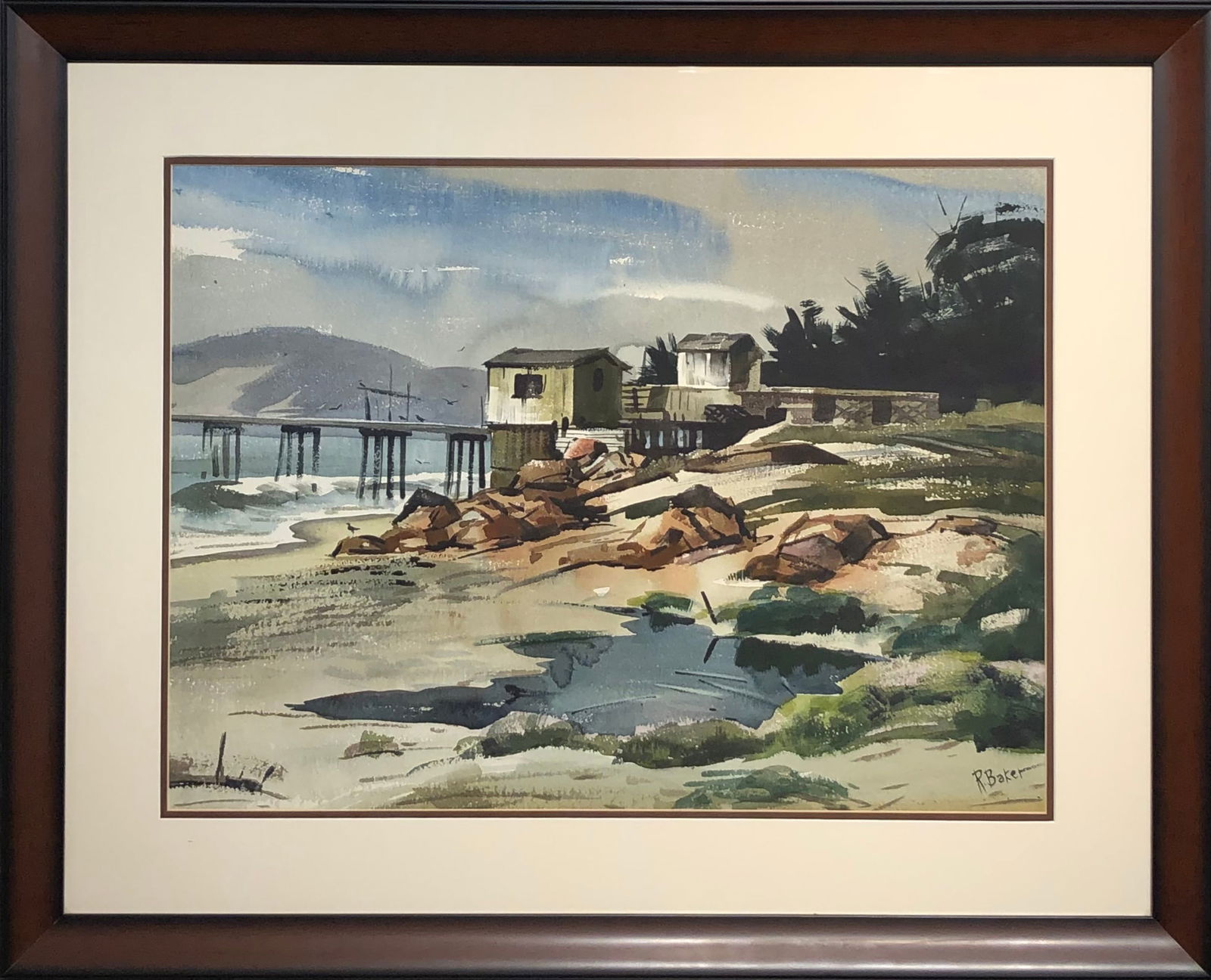 Ralph Baker (Beach Landscape) Signed Original Watercolor (1 of 7)