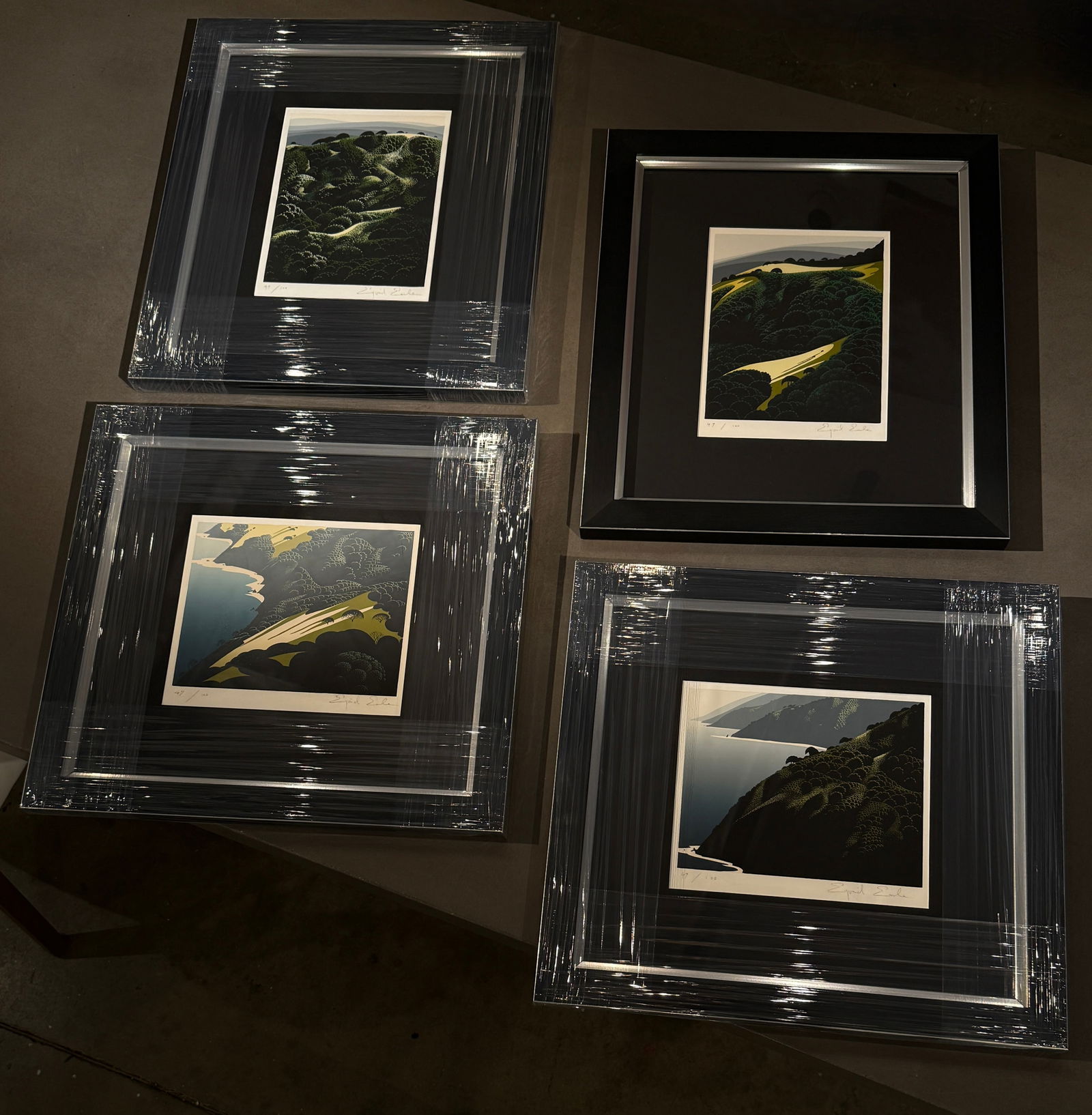 Eyvind Earle (Signed) "California Suite - Big Sur Calm, Santa Barbara Mountains, Carmel Valley &: Artist: Eyvind Earle Title: Eyvind Earle (Signed) "California Suite - Big Sur Calm, Santa Barbara Mountains, Carmel Valley & Seaside Pastures" Serigraph LE Landscape Medium: Serigraph on Paper Limited