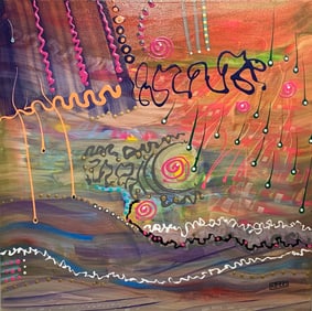 Kimm Byers "Heavy Rain on the Road" Signed Original Acrylic