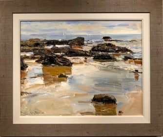 Jorn Fox Impressionist Signed Oil and Acrylic on Canvas