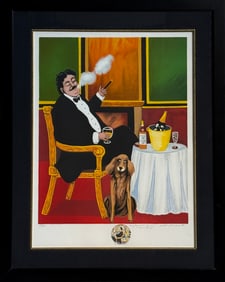 Guy Buffet "Man's Best Friend" Signed Serigraph LE (with rare Remark of "A Happy Man")