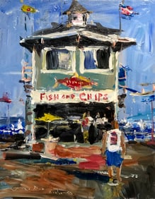 Jorn Fox "Fish and Chips" Signed Original Acrylic - Impressionist