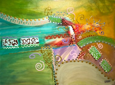 Kimm Byers "Que Pasa is that Glitter" Signed Original Acrylic - Abstract