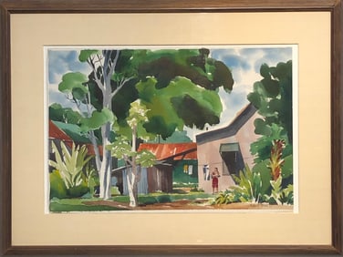 Hubert Buel "Backyard Leucadia" Signed Original Watercolor