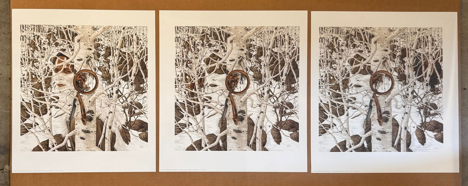 Bev Doolittle (Two More Indian Horses) Limited Edition Signed Complete Triptych Print: Artist: Bev Doolittle Title: Bev Doolittle (Two More Indian Horses) Limited Edition Signed Complete Triptych Print Medium: Limited Edition Print Limited Edition: 4421 Art Dimensions: 15.5 x 14.25 inch