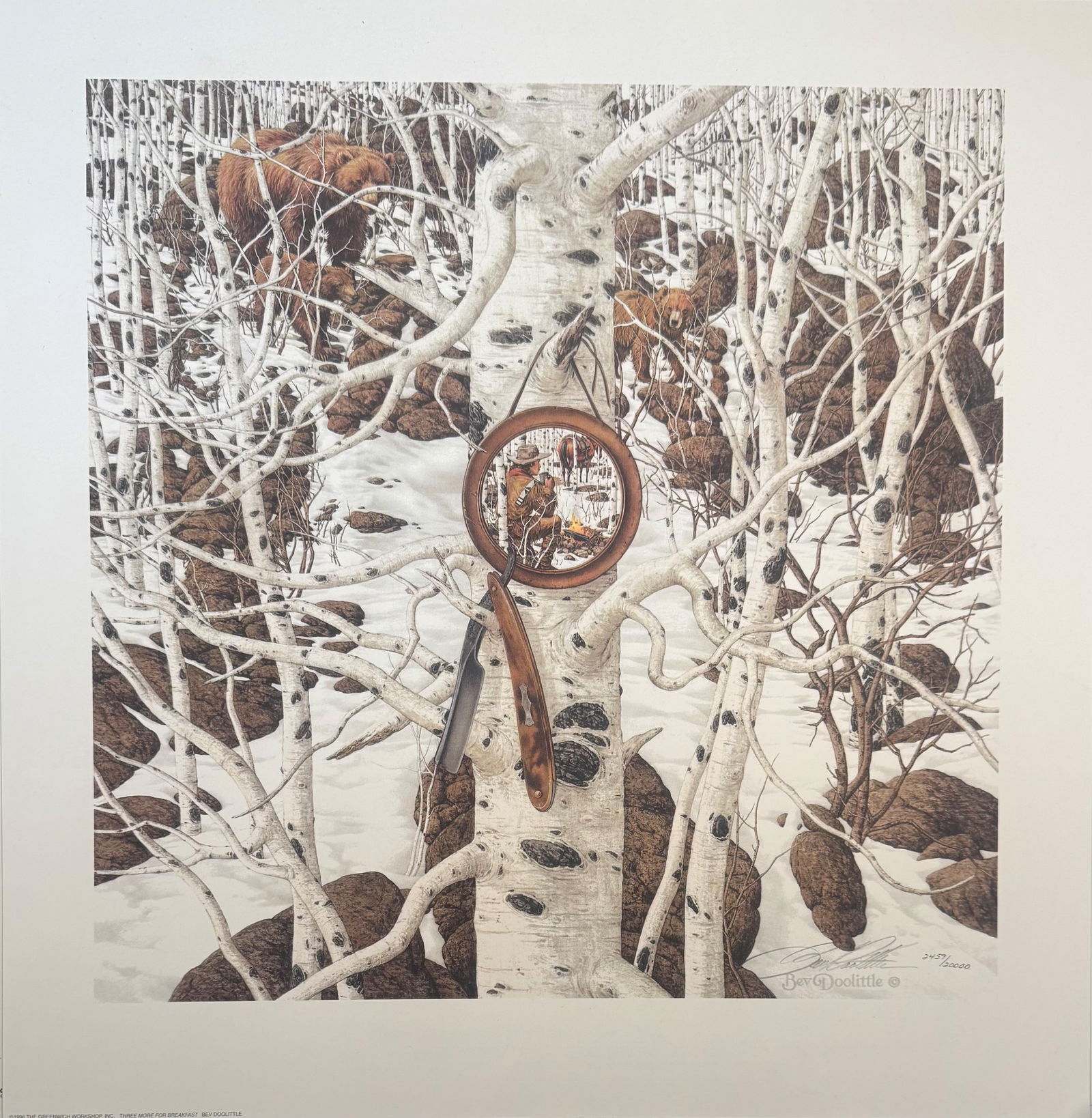 Bev Doolittle (Three More for Breakfast) Limited Edition Signed Print: Artist: Bev Doolittle Title: Bev Doolittle (Three More for Breakfast) Limited Edition Signed Print Medium: Limited Edition Print Limited Edition: 2457 Art Dimensions: 14.25 x 15.5 x 0.0 inch <