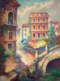 Manfred Kuhnert (Untitled - Venice, Italy) Signed Original Oil