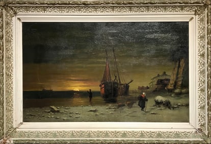 Nicolas Rousseau (Realist - Nautical Seascape) Signed Original Oil - Circa 1880