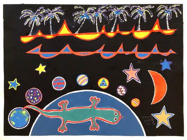 Kimm Byers "Gecko World" Signed Original Watercolor