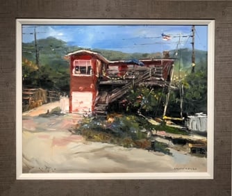 Jorn Fox Impressionist Signed Oil and Acrylic on Canvas