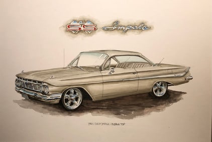 Carlos "1961 Chevy Impala-Bubbletop" Signed Original