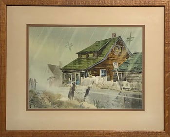 Robert Landry "Rainy Day at Fogerty Flats" Signed Original Watercolor