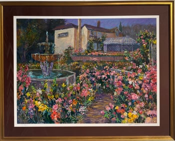 Henri Plisson "Villa Fontana" Signed Limited Edition Lithograph on Paper