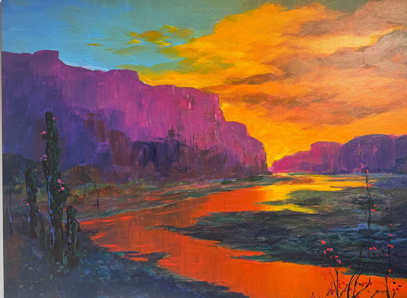 Michael Schofield "Magnificent Sunset" Original on Canvas: Artist: Michael Schofield Title: Michael Schofield "Magnificent Sunset" Original on Canvas Medium: Original On Canvas Limited Edition: Art Dimensions: 47.0 x 35.0 inch ARTIST BIO: Mich