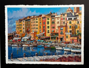 Filastro Mottola "Portofina Italy" Signed Original Acrylic on Paper