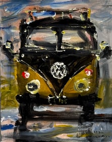 Jorn Fox (Impressionist - Vintage VW Bus) Signed, Acfrylic on Canvas