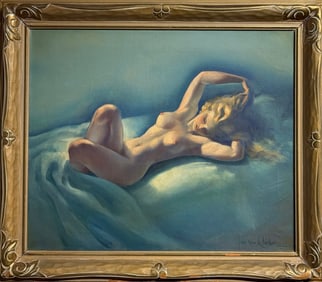 Paul Von Klieben (Untitled) Signed Original Oil w/Vintage Gold Frame Circa 30-40's