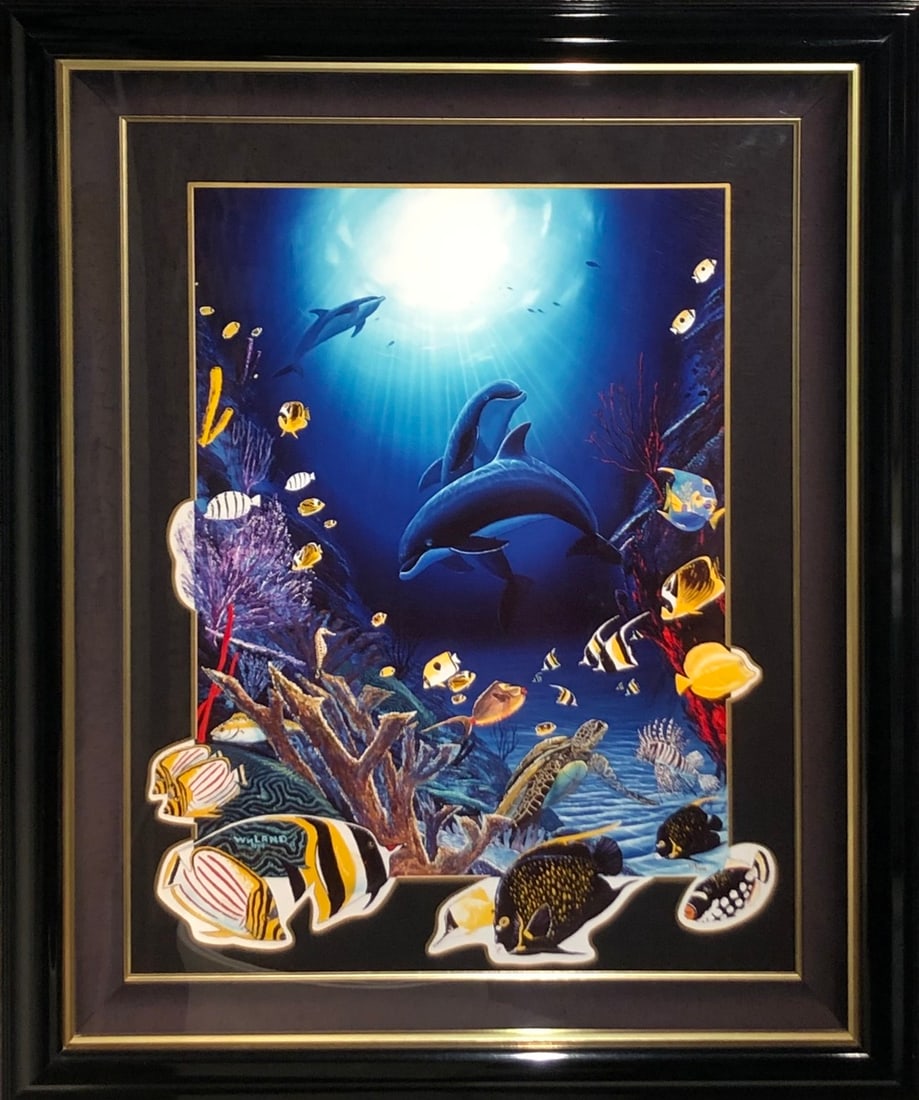 Robert Wyland "Friends of the Sea" Signed Cibachrome LE: Artist: Robert Wyland Title: Robert Wyland "Friends of the Sea" Signed Cibachrome LE Medium: Ilfochrome (Cibachrome) on Paper Limited Edition: 128/450 Art Dimensions: 52.0 x 43.0 x 2.0 inch