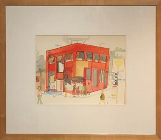 Hal Reike (Untitled - City Corner) - Signed Original Watercolor