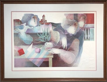 Sunol Alvar "Les Poetes De La Balustrade" Signed Embossed Serigraph LE