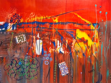 Kimm Byers "When Earth Catches Fire" Signed Original Acrylic