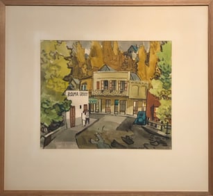 George Post (Impressionist - Italian Street Scene) Signed Original Watercolor