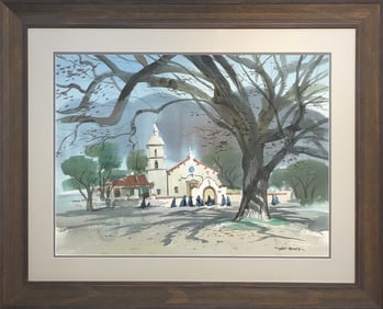 Art Riley (California Mission) Signed Original Watercolor