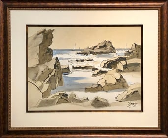 Milford Zornes (Corona Del Mar) Signed Original Watercolor - 1962