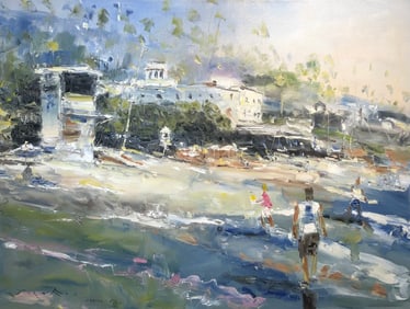 Jorn Fox (Impressionist - Main Beach/Laguna, CA) Signed Original Oil