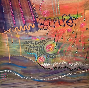 Kimm Byers "Heavy Rain on the Road" Signed Original Acrylic