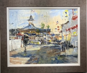 Jorn Fox Impressionist Signed Oil and Acrylic on Canvas