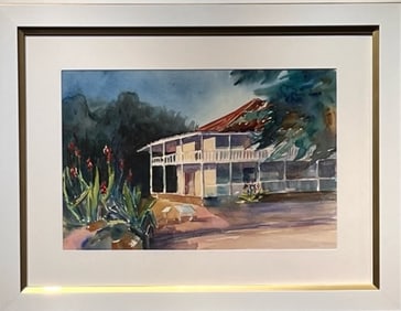 ML Pilnick "Moss Grove Hotel" Signed Original Watercolor