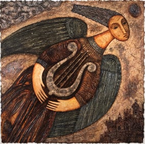 Anton Arkhipov Russian Symbolism Mixed Media Lithograph