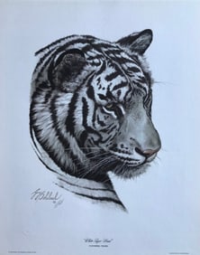 Guy Coheleach "White Tiger Head" Signed Lithograph
