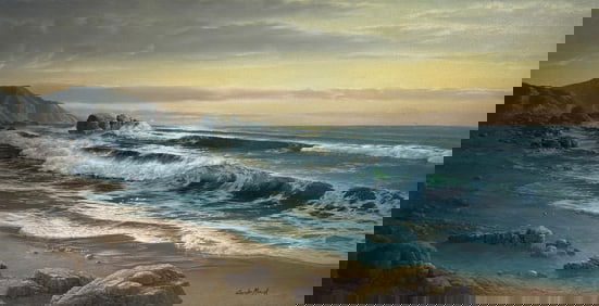 Stephen Mirich "The Sun Rises On A Rocky Coast" Signed Original Oil