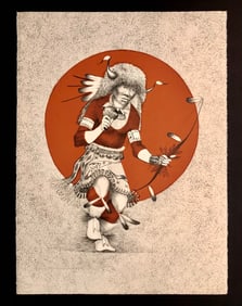 Patrick Swazo Hinds "Buffalo Dancer" Signed Original Stone Litho LE