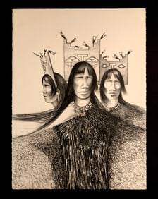 Patrick Swazo Hinds "Three Women" Signed Original Stone Litho LE (1972)