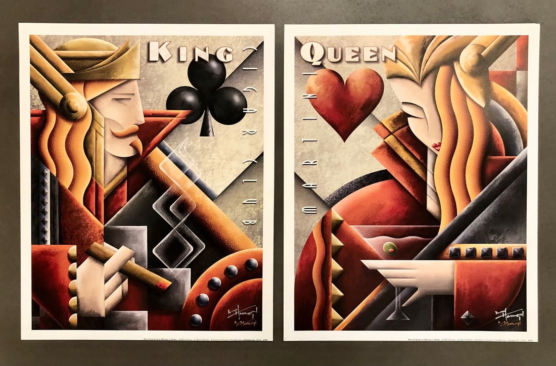 Michael Kungl "King Cigar Club/Queen Martini" 2 Hand-Signed Lithographs (1 of 5)