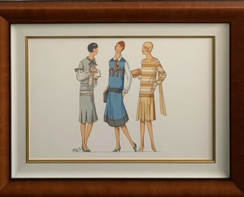 Marv Brehm "Afternoon at the Theatre" Gouache Signed