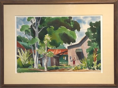 Hubert Buel "Backyard Leucadia" Signed Original Watercolor
