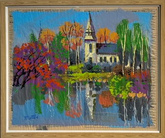 Filastro Mottola (Untitled - Landscape) Signed Original Acrylic on Newspaper