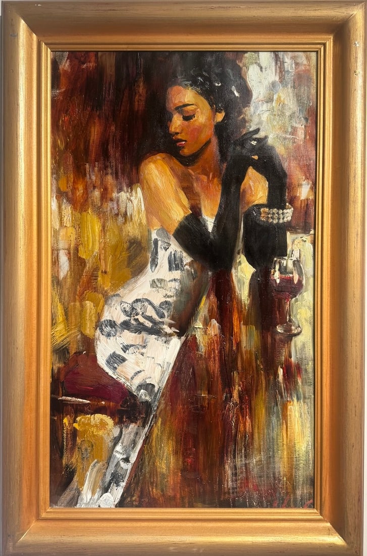 Vladimir Ezhakov (B. Ehlakob) "Expectation" Signed Original Oil on Canvas (1 of 4)