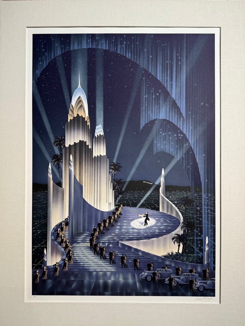 Robert Hoppe "Hollywood's 100th Anniversary" Signed Serigraph LE: Artist: Robert Hoppe Title: Robert Hoppe "Hollywood's 100th Anniversary" Signed Serigraph LE Medium: Serigraph on Paper Limited Edition: AP Art Dimensions: 33.5 x 22.25 x 1.0 inch ARTIST BI