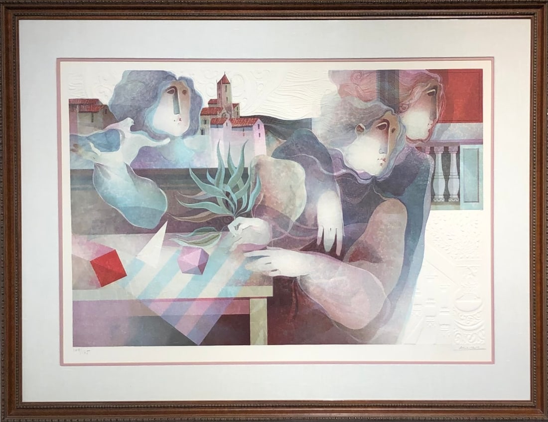 Sunol Alvar "Les Poetes De La Balustrade" Signed Embossed Serigraph LE (1 of 7)